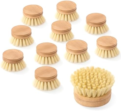 10 Pcs Bamboo Dish Brush Replacement Heads Wooden Washing Up-Brush Heads Bamboo Dish Scrubber Brush Kitchen Wood-Dish Scrubbers Washing Up Brush-Heads for Cleaning Kitchen Utensils by Unknown