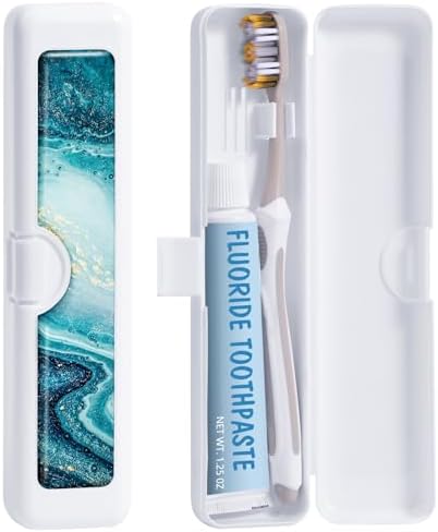 Toothbrush Travel Case - Colorful Pattern, Holder and Covers for Toothbrushes, Includes Tongue Scraper Case by Gerkia