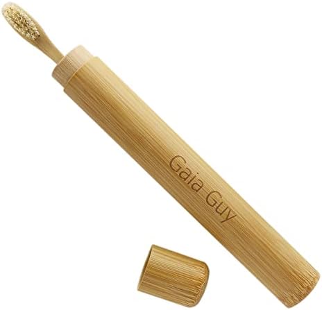 Gaia Guy Bamboo and Boar Bristle Toothbrush (4 Pack) + Travel Case & Silk Dental Floss | 100% Compostable Bristles and Floss | Eco-Friendly Dental Set | Biodegradable & Compostable Wooden Toothbrushes - Image 4