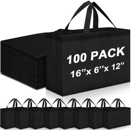Windyun Reusable Grocery Bags Large Non Woven Shopping Bags with Handles Foldable Portable Tote, 16x6x12 Inch by Windyun