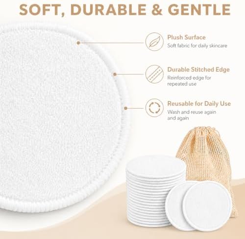 MAQIHAN Reusable Makeup Remover Pads - 15PCS Reusable Cotton Rounds - Image 4