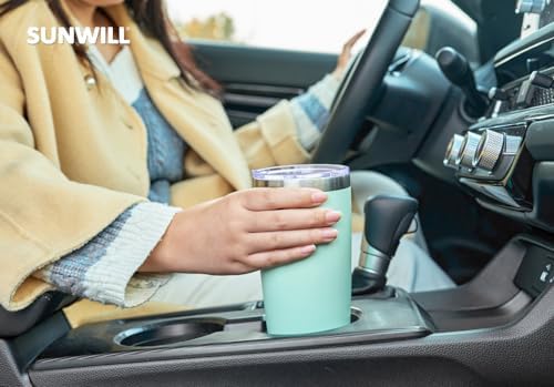 SUNWILL Travel Coffee Mug with Lid, 20 oz Tumbler Set of 2, Insulated Stainless Steel Cup for Water, Tea, Powder Coated Sakura & Mint - Image 6