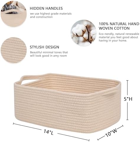 CubesLand Cute and Durable Small Cotton Rope Basket for Organizing - Image 2