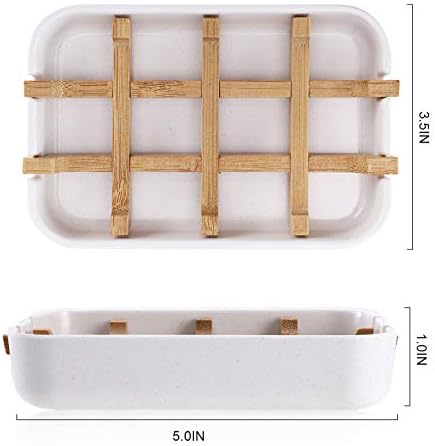 Bamboo Wooden Soap Dishes for Bathroom Bar Soap Holder Shower Soap Holder Sink Deck Bathtub Shower Tray (One Pieces White) - Image 2