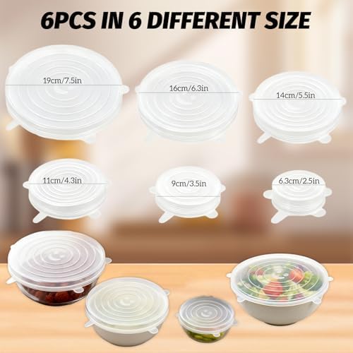 Reusable Silicone Stretch Lids for Food Storage Six Specifications of Reusable Silicone Bowl Cover Silicon Container Lid Covers for Various Food Containers Leftover Food Fruit Bowls - Image 2