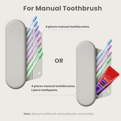 Silicone Electric Toothbrush Travel Case, Manual Toothbrush Travel Cover for Men and Women,Toothbrush Holder for Travel,Gym and More, Fits Most Manual and Electric Toothbrushes - Stone - Image 3
