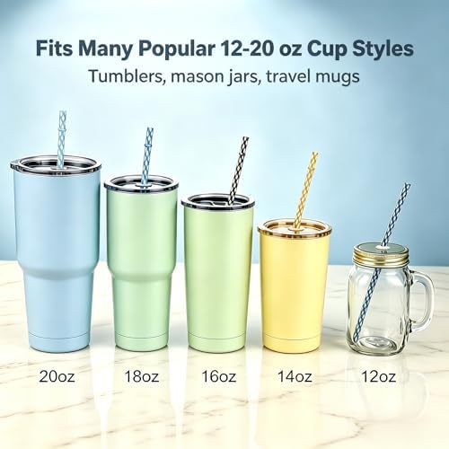 25 Pack 9 Inch Clear Reusable Plastic Straws with Cleaning Brush, BPA-Free Dishwasher Safe Tumbler Straws for 16 oz & 20 oz Cups, YETI, Mason Jars, Iced Coffee and Travel Cups - Image 2