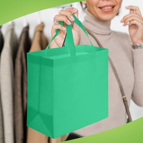 Reginary 100 PCS Non Woven Tote Bags Bulk,Green - Image 2