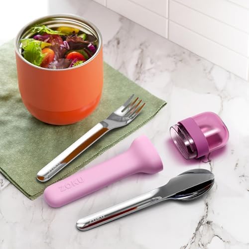 Zoku Pocket Utensil Set Stainless Steel Fork, Knife, and Spoon in Case Purple - Image 2