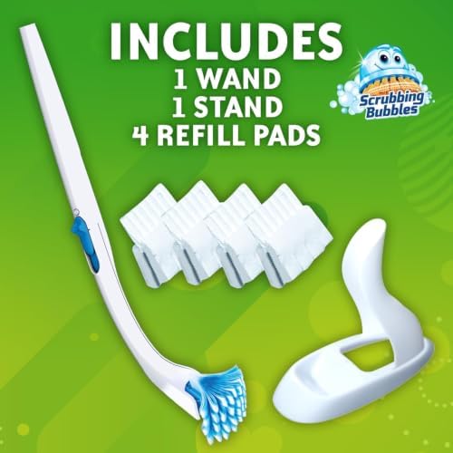 Scrubbing Bubbles Toilet Bowl Brush and Holder with Cleaner Refill Pads, Fresh Brush Toilet Wand Starter Kit, Cleans Limescale & Fights Odors, Citrus Scent, 1 Wand + 4 Refills + 1 Stand (Pack of 4) - Image 4