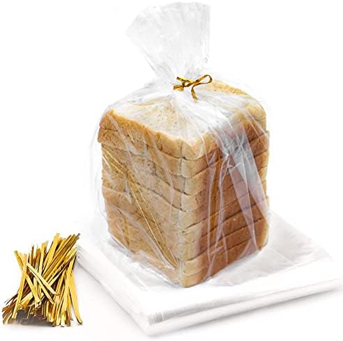 Bread Bags with Ties, Reusable,100 Clear Bags and 100 Ties, Bread Bags For Homemade Bread And Bakery Loaf Adjustable Reusable(100) - Image 5