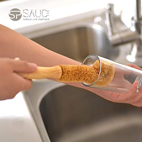 Wodden Cleaning Brush, Bottle Washing Brush, Pan Scrub Brush, Natural Coconut Fiber Brush Head , Sturdy, Deep Cleaning, Eco-Friendly - Image 5