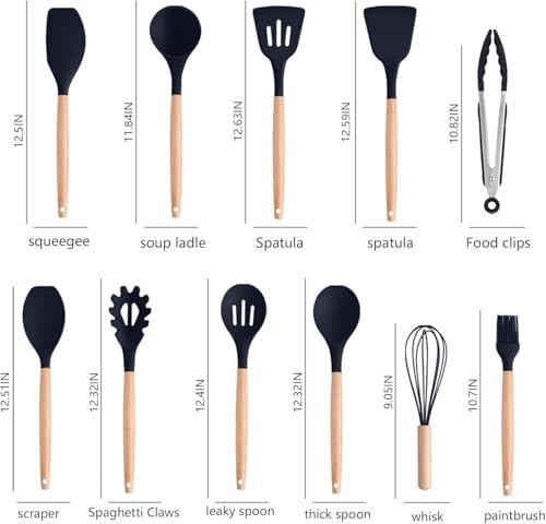 Kitchen Utensils Set & Knife Set with Block, 19 Piece All-in-One Cooking Set, 12 Nonstick Silicone Utensils + 5 Sharp Stainless Steel Chef Knives + Cutting Board, Dishwasher Safe Gift Set (Black) - Image 7