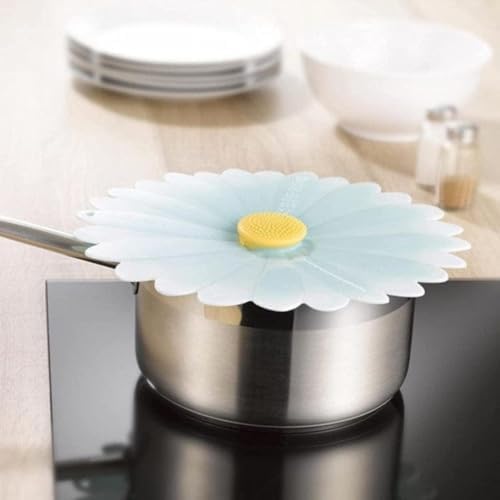 Charles Viancin - Daisy Silicone Lid for Food Storage and Cooking - 11''/28cm - Airtight Seal on Any Smooth Rim Surface - BPA-Free - Oven, Microwave, Freezer, Stovetop and Dishwasher Safe - Aqua - Image 4