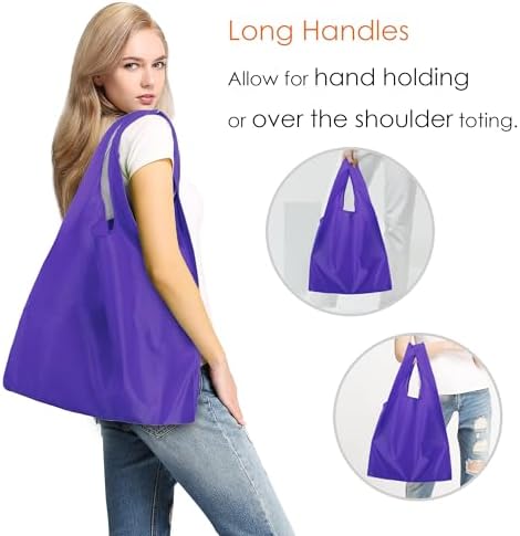 BeeGreen Purple Reusable Grocery Bags Wholesale Purple Reusable Kitchen Bags Bulk Foldable-Machine Washable with Zipper Storage Pouch 20 Packs - Image 2