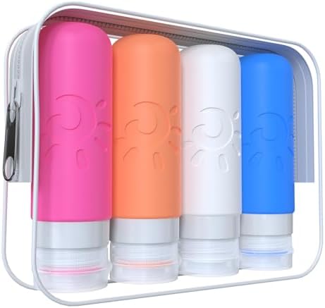 Zafit Travel Bottles for Toiletries, TSA Approved Travel Containers 3oz Leak Proof Travel Tubs Refillable Liquid Travel Accessories for Shampoo Conditioner Lotion Body Wash(Multicolored D) by ZAFIT