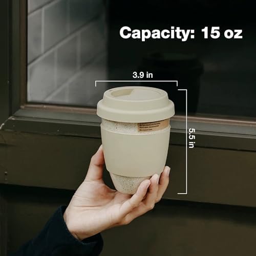 Gencywe Ceramic Travel Mugs with Silicone Lids, 15 oz Portable Coffee Mug Travel Unique To Go Mug, Reusable Coffee Cups with Non-Slip Sleeve, Cappuccino,Tea,Latte,Iced Coffee Cups, Dishwasher Safe - Image 4