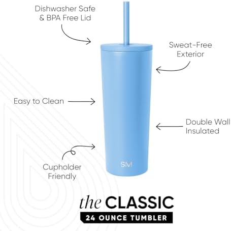 Simple Modern Iced Coffee Tumbler, Insulated | 24oz | Blue - Image 3