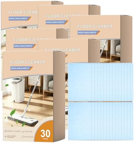 XINRAN 30pcs multi effect floor cleaning tablets, quick dissolve mopping tablets, flash speed mop refill wipes, water-soluble floors tile cleaner, For Hardwood Laminate Tile Walls Maintenance (6pcs) by Unknown