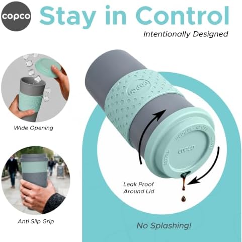 Copco Acadia Travel Mug, 16 Oz - Aqua & Mint/Aqua & Grey, Set of 4 - Image 5