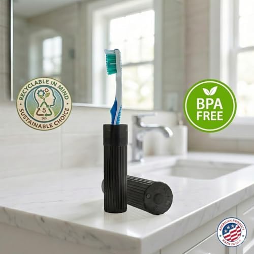 American Comb Toothbrush Holder - Black, Made in USA, with Ventilation Holes, for Toothbrush Covers, Toothbrush Holder, Toothbrush Soft, Durable Design, Hygienic Bathroom Accessory - Image 4