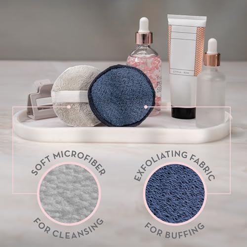 S&T INC. Face Scrubber Pad, 2 Pack, 3.3" Diameter, Navy and Grey - Image 2