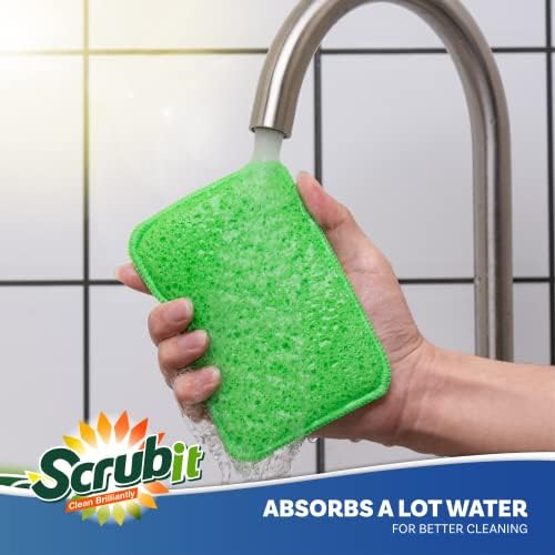 Scrub and Wipe Cleaning Pads [10 Pack] – SCRUBIT Dual Sided Scouring Pad and Sponge - Reusable Kitchen Scrubbing Sponges for Dishes, Pots, Pans Utensils & Non-Stick Cookware (Green) - Image 7
