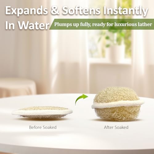 Premium Egyptian Natural Loofah Sponge 100% Plant-Based Exfoliating Body Scrubber Dye-Free Biodegradable Shower Pouf Deep Cleansing for Body Back and Face, Women & Men (3 Pack) - Image 4
