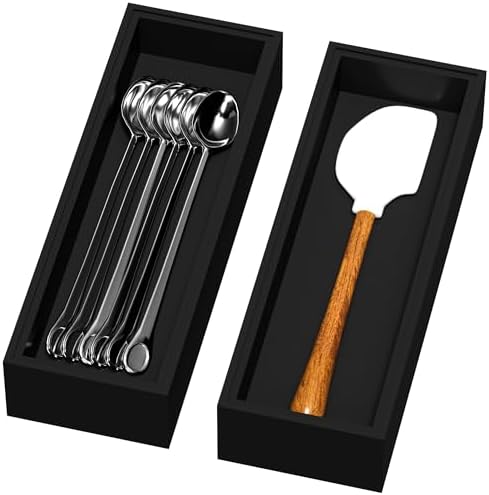 Lixple Bamboo Kitchen Drawer Organizer, 2 Pack, 10" x 3.5" x 2", Black by Lixple