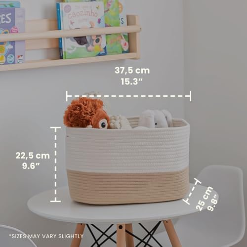 OrganiHaus Cotton Rope Basket for Shelf Storage, 15x9x10 - Image 2