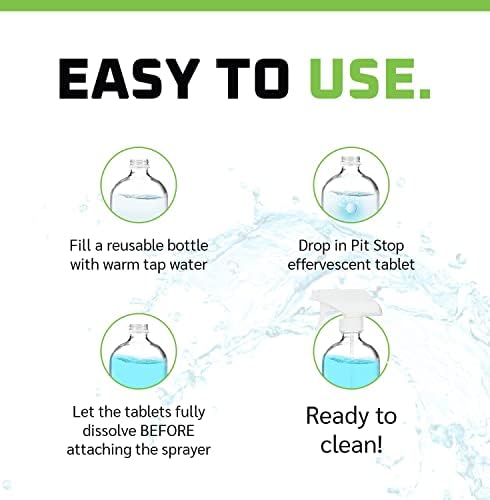 WASH&WHIPS Window, Glass Cleaner Pit Stop Refill Effervescent Tablets – 16 Bottles, Cleans Glasses, Windows, Mirrors,Steel Appliances – Streak-Free, Car, Office, Home & Kitchen - Image 3