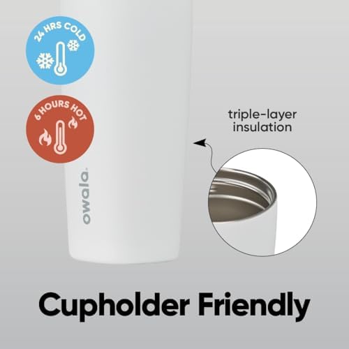 Owala SmoothSip Slider Insulated Stainless Steel Coffee Tumbler, Reusable Hot or Iced Coffee Cup and Travel Mug, BPA Free 20 oz, Plum Perfect - Image 3