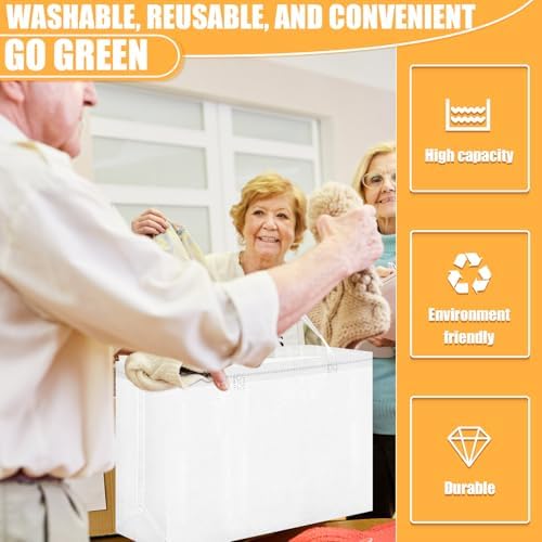 Windyun Reusable Grocery Bags Large Non Woven Shopping Bags with Handles Foldable Portable Tote, 16x6x12 Inch - Image 6