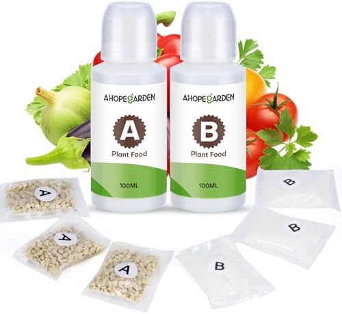 Ahopegarden 800ml A&B Hydroponic Nutrients: Hydroponic Plant Food for Aerogarden, Liquid Plant Food for Vegetables, Fruits, Flowers, ect - All-in-One Fertilizer Solution for Hydroponics Growing System by Ahopegarden
