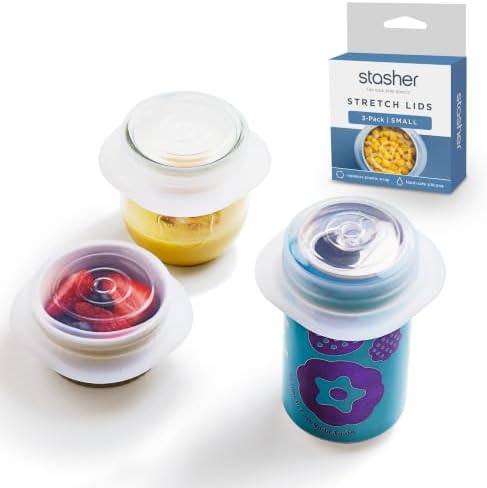 Stasher Premium Reusable Silicone Stretch Lids, Clear, 3-Pack, Small by Stasher