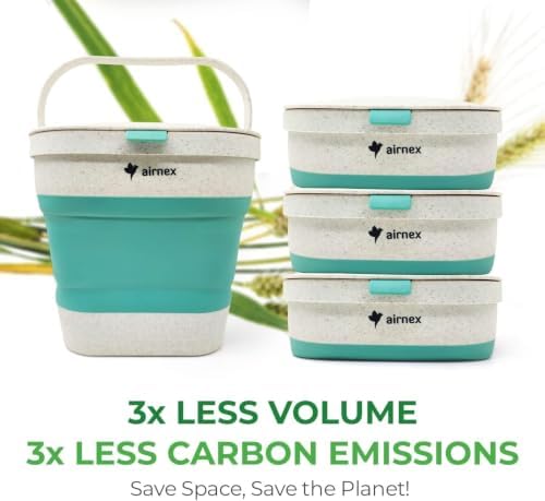 AIRNEX Collapsible Small Compost Bin with Lid - 1 Gallon Compost Bucket Food Waste Caddy Made of Wheat Straw - Odorless Counter Top Compost Bin for Kitchen with 20 Compost Bags and 2 Carbon Filters - Image 6