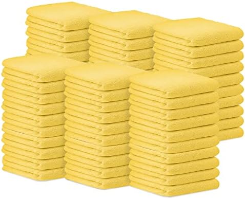 Avalon Towels Bar Towels (Pack of 60) Size 14x17 Inches – 100% Cotton, Absorbent and Reusable Cleaning Rags, Multipurpose Cleaning Towels, Terry Cloth Rags, Durable Shop Rags (Yellow) by AvalonTowels