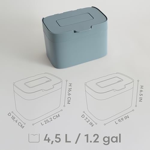KAZAI. Compost Bin Kitchen 'Elin' | 1.2 GAL / 4.5L Countertop Compost Bin with Lid & Carbon Filter | Odor-Free, Dishwasher Safe, with Inner Bucket | Small Indoor Kitchen Composter | Stone-Blue - Image 2