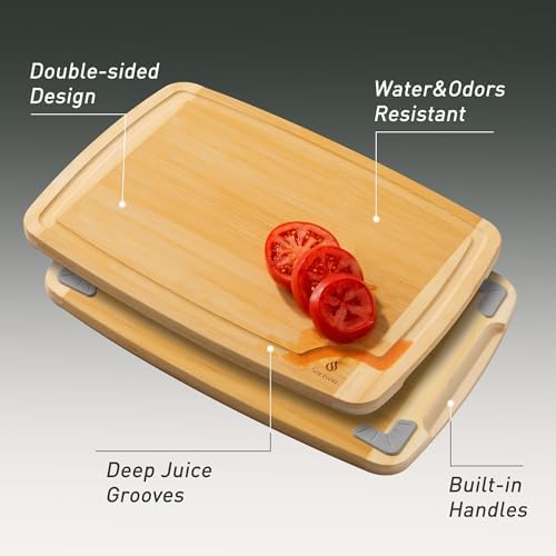 3 packs Bamboo Cutting Board Set Non Slip Feet Over Sink For Kitchen Meal Prep & Serving Brides Her Wedding Day Bridal Shower Engaged Wed House Christmas Married Future Unique Cool Gifts - Image 5