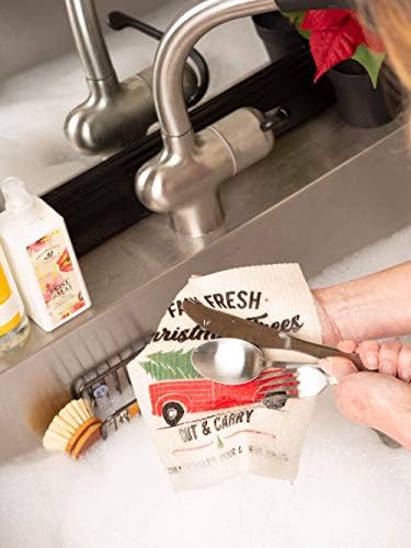 DII Swedish Dishcloths for Kitchen & Cleaning, Reusable, Machine Washable & Dishwasher Safe, Biodegradable, 7.75 x 6.75, Christmas Truck, 3 Piece - Image 3