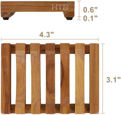 HTB Slotted Bar Soap Holder Teak Wood for Bathroom - Image 4
