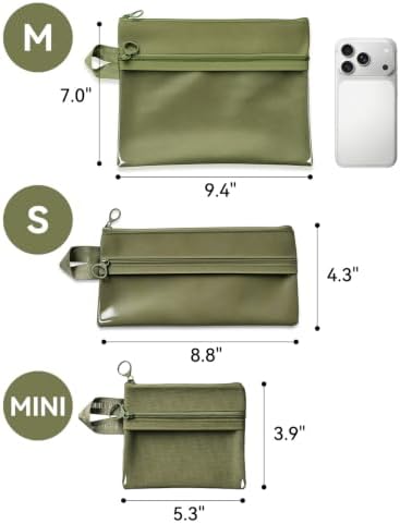 3Pcs Waterproof Double Layer Pocket Travel Toiletry Bag Set, Olive Green - Image 2