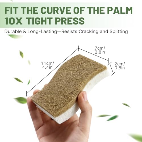 16 Pack Biodegradable Kitchen Dish Sponges, Natural Plant-Based Coconut Fiber and Compostable Cellulose Sponge, Non-Scratch Heavy Duty Sponges for Non-Stick Cookware, Kitchen Household Cleaning - Image 4