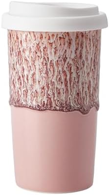 Ceramic Travel Mug with Lid 12 oz Cute Aesthetic Coffee Cup for Women, Stylish Reusable Travel Mug, Microwave & Dishwasher Safe, Fits Car Cup Holder (Icy Pink) - Image 3