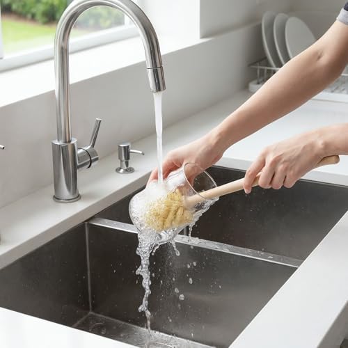 6 Pcs Natural Wooden Bottle Brush with Sisal Bristles, Long Beechwood Handle Bottle Brush Cleaner for Cleaning Bottles, Wide Mouth Mugs, Jars, Glasses, Dishes, Vases, Pitchers, 13.6 x 2.6 Inches - Image 4