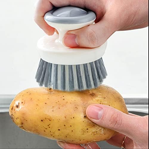 Dish Scrub Brush,Ergonomic Grip Palm Brush,Kitchen Scrub Brushes for Cleaning, Dish Scrubber with Stiff Bristles for Sink, Pots, Pans (2P Grey) - Image 6