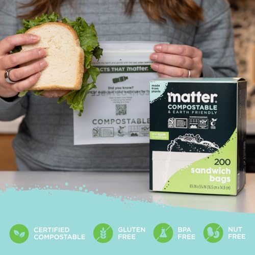 Matter Compostable Sandwich Bags, Resealable, 200 Count, Made From Plants - Image 4