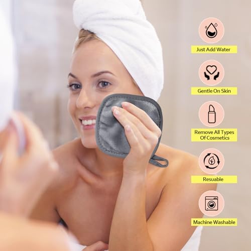 HOMEXCEL Makeup Remover Cloth 12 Pack Reusable Makeup Remover Pads Washable - Image 5