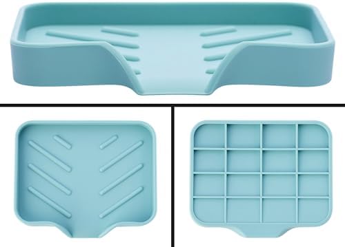Light Green Silicone Soap Dish Tray, Self-Draining Soap Holder for Bar Soap, Silicone Soap Tray with Drainage, Soap Dishes for Kitchen Counter - Image 2