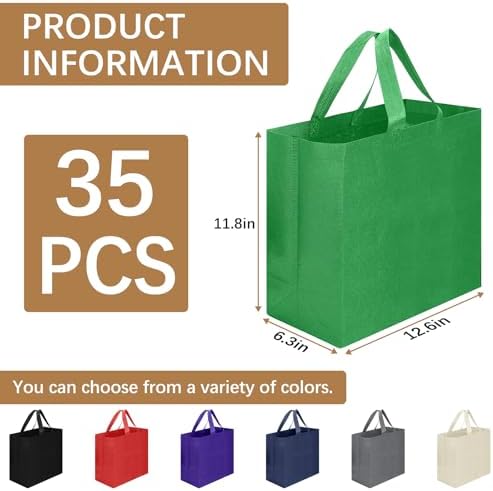 Reusable Grocery Bags 12.6 * 6.3 * 11.8 in - Non Woven Totes Bag with Reinforced Handles, Shopping Bags Bulk - Image 2